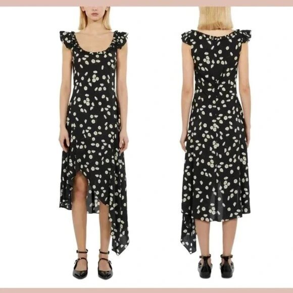 The Kooples Daisies Dress Black Sundress Size 0/Extra Small XS MSRP $425 - Picture 1 of 5
